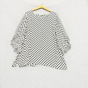 Rose & Olive‎ Top Women 3X Polka Dot Bell Sleeve Flowy Artsy Boho Blouse Tuni